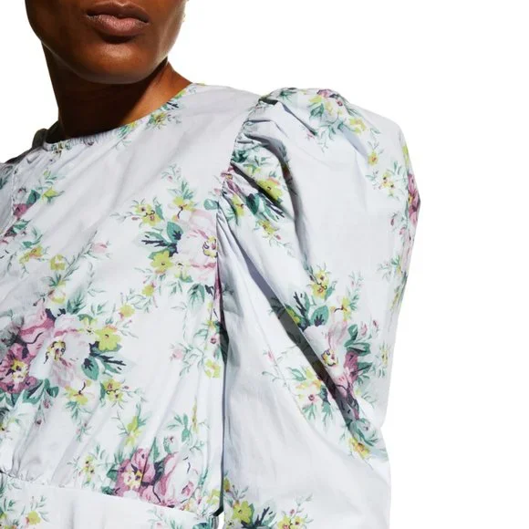 NWT: GANNI | Floral Puff Sleeve Top - Picture 11 of 13